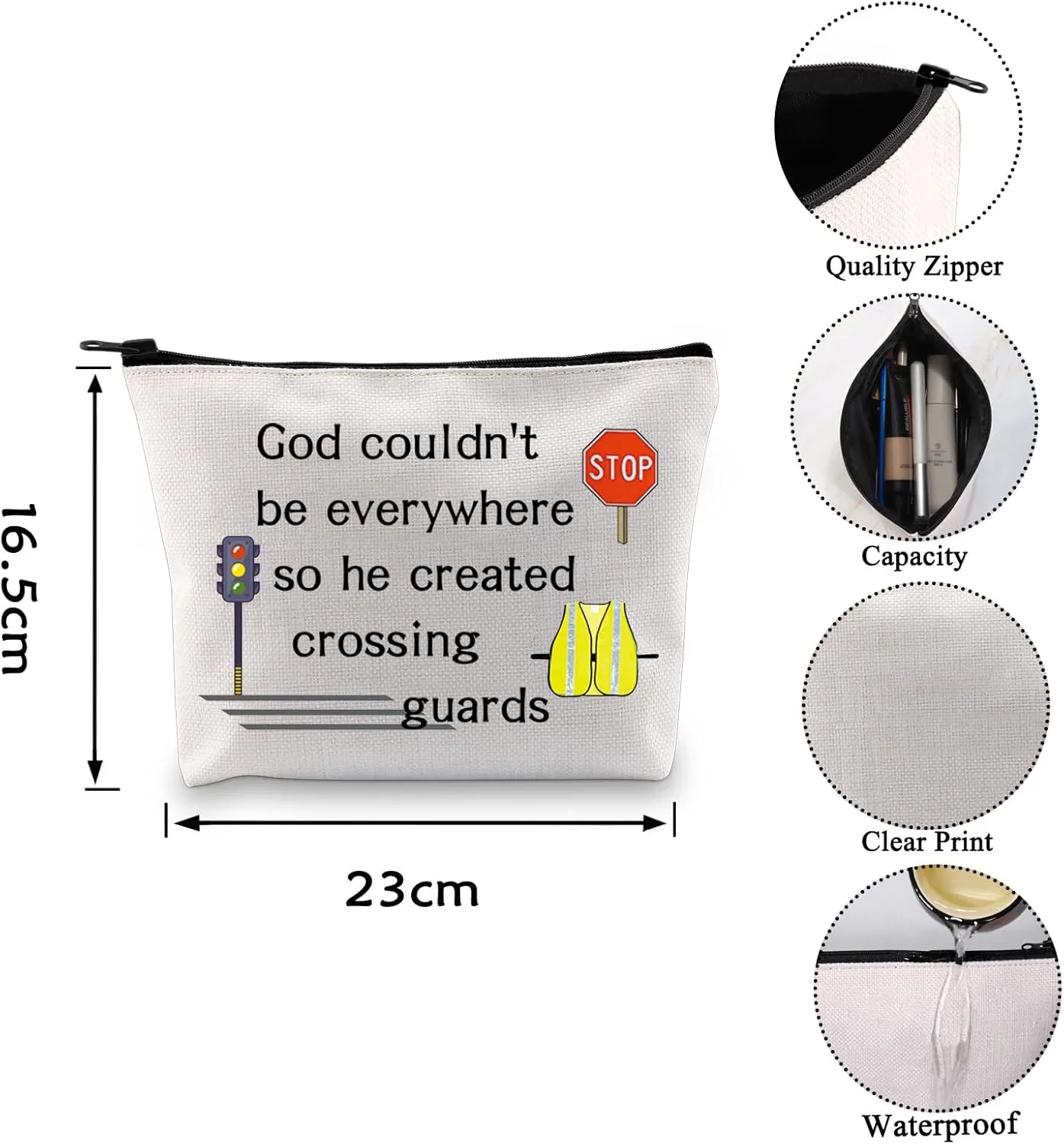 VAMSII Crossing Guard Gifts Lollipop lady Makeup Bag God Couldnt be Everywhere He Created Crossing Guards Zip Bag (Crossing guards)