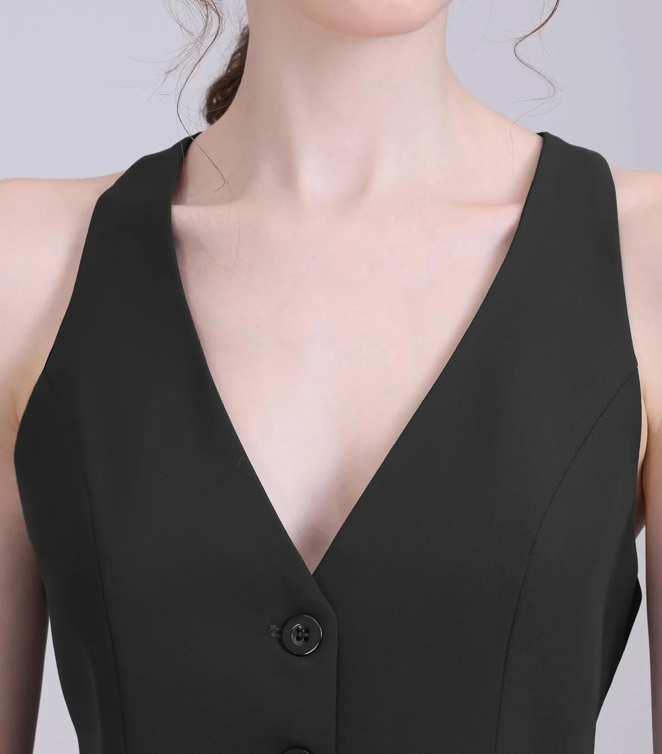 Vest for Women Fashion Crop Vest Tops Womens Waistcoats Racerback V Neck Button Up Slim Fitted Suit Vests