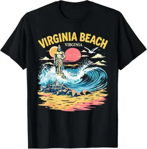 Vintage Virginia Beach Virginia Sunset Beach Cityscape T-Shirt