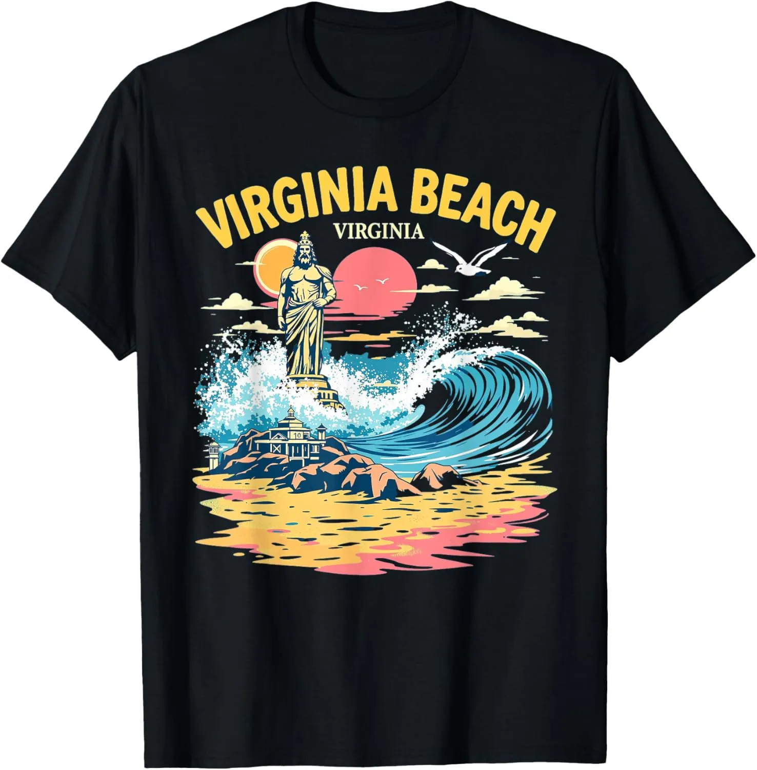 Vintage Virginia Beach Virginia Sunset Beach Cityscape T-Shirt