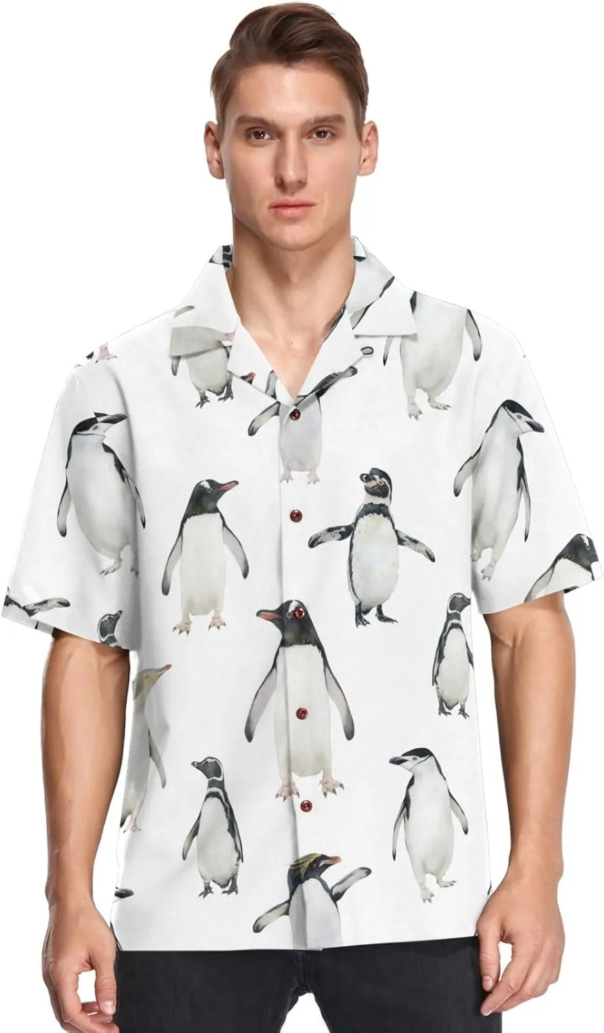visesunny Stylish Men's Seasonal Hawaiian Print Button Down Short Sleeve Shirt S-XXL
