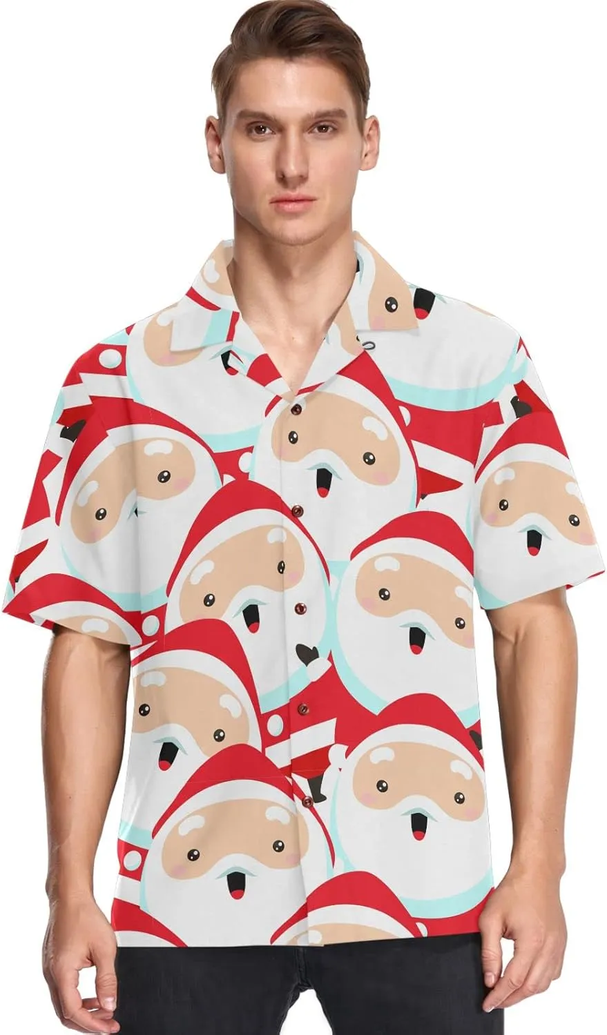 visesunny Stylish Men's Seasonal Hawaiian Print Button Down Short Sleeve Shirt S-XXL