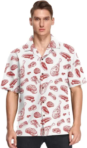 visesunny Stylish Men's Seasonal Hawaiian Print Button Down Short Sleeve Shirt S-XXL