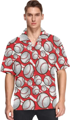 visesunny Stylish Men's Seasonal Hawaiian Print Button Down Short Sleeve Shirt S-XXL