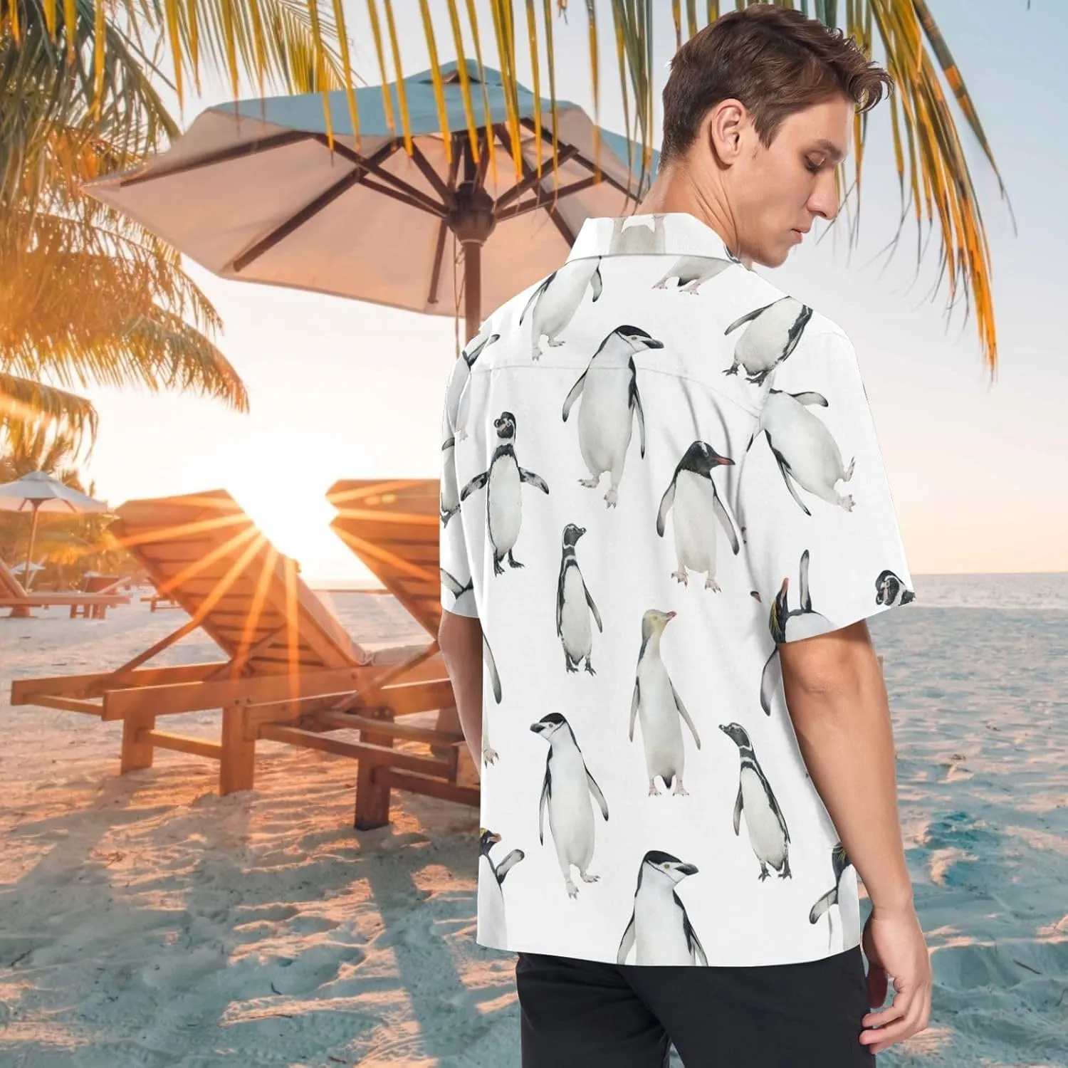 visesunny Stylish Men's Seasonal Hawaiian Print Button Down Short Sleeve Shirt S-XXL