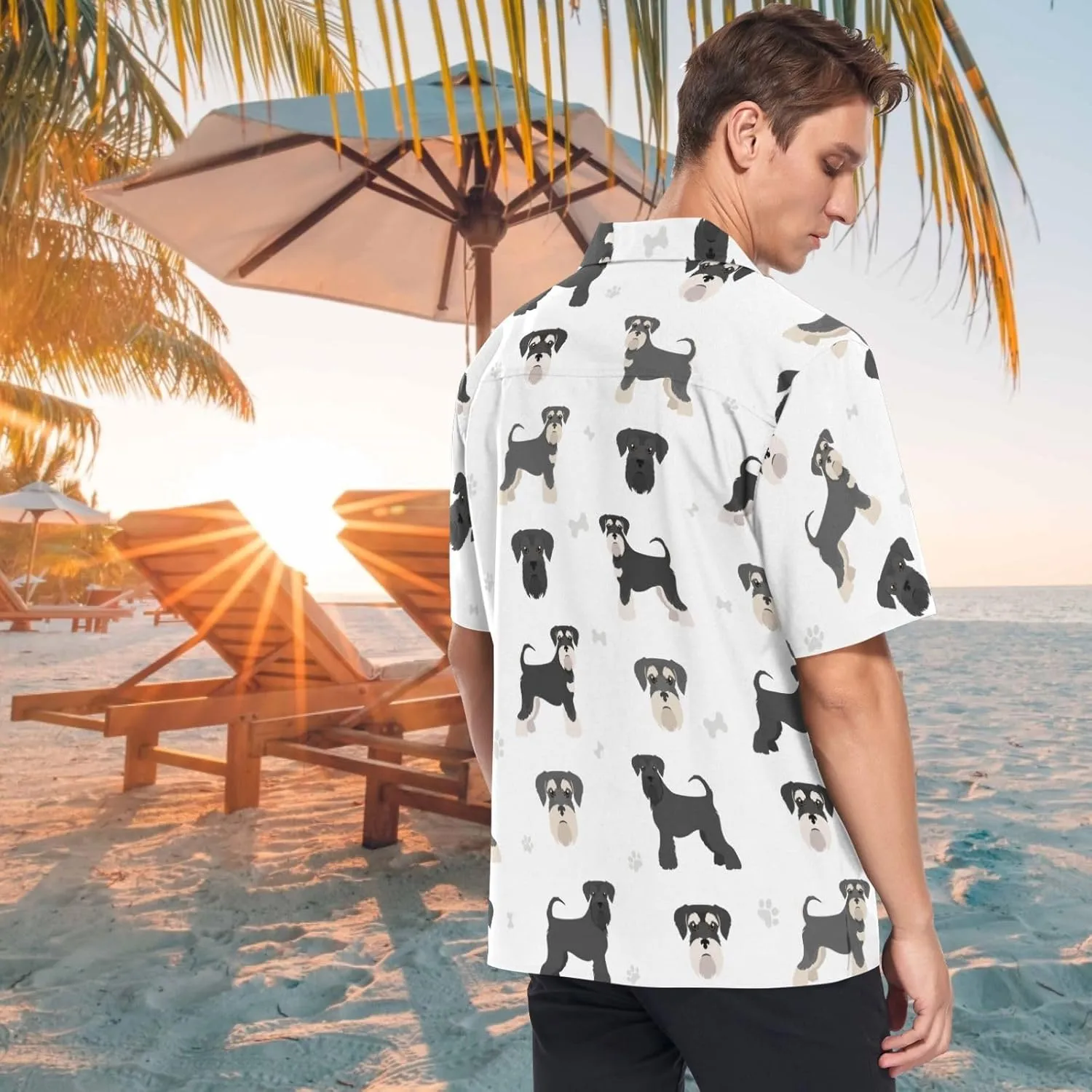 visesunny Stylish Men's Seasonal Hawaiian Print Button Down Short Sleeve Shirt S-XXL