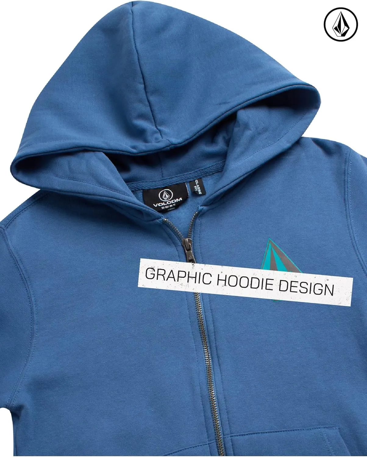Volcom Boys' Hoodie - Fleece Full Zip Up Hoodie Sweatshirt with Back Graphic - Stylish Hooded Sweatshirt for Boys (8-16)