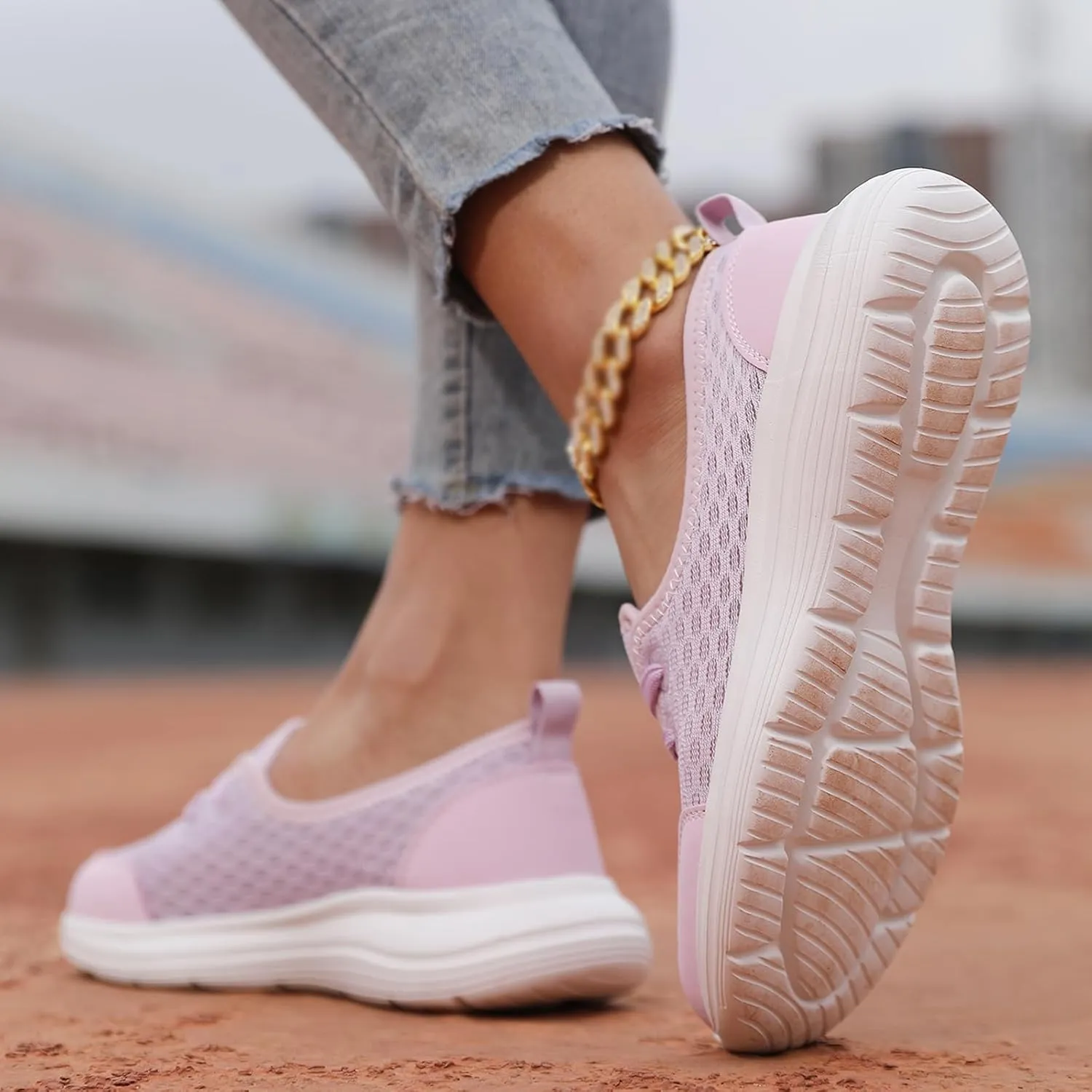 Walking Shoes for Women Soft Sole Mesh Comfort Orthopedic Shoes Breathable Slip-On Sneakers with Arch Support Lightweight Casual Non-Slip Sports Workout Gym Shoe for Daily Wear