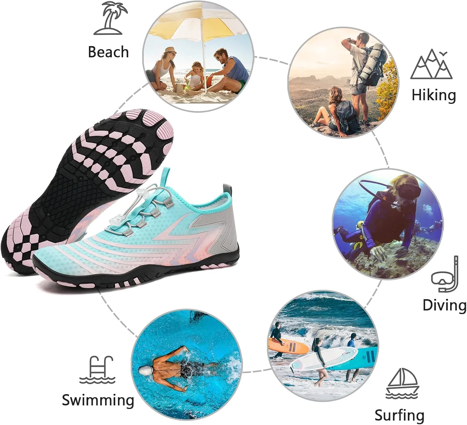 Water Shoes Mens Womens Beach Swim Shoes Quick-Dry Aqua Socks Pool Shoes for Surf Yoga Water Aerobics