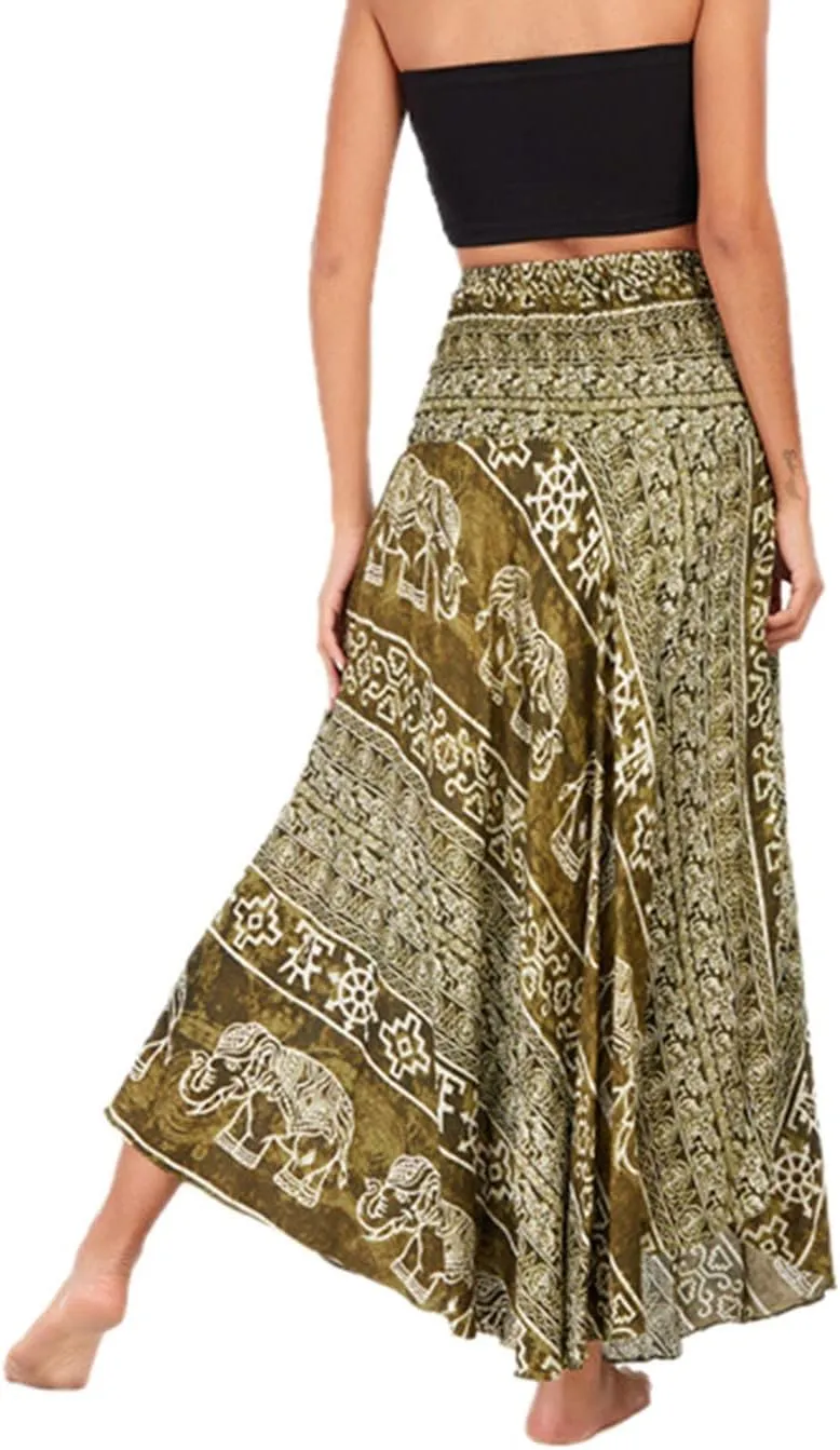 Women Casual Boho Floral Print Hippie Gypsy Maxi Long Skirts Summer Beach Bohemian Midi Dress
