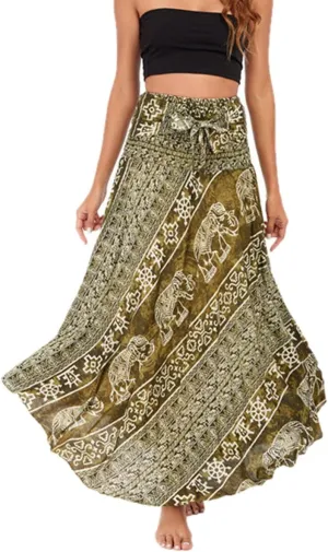 Women Casual Boho Floral Print Hippie Gypsy Maxi Long Skirts Summer Beach Bohemian Midi Dress