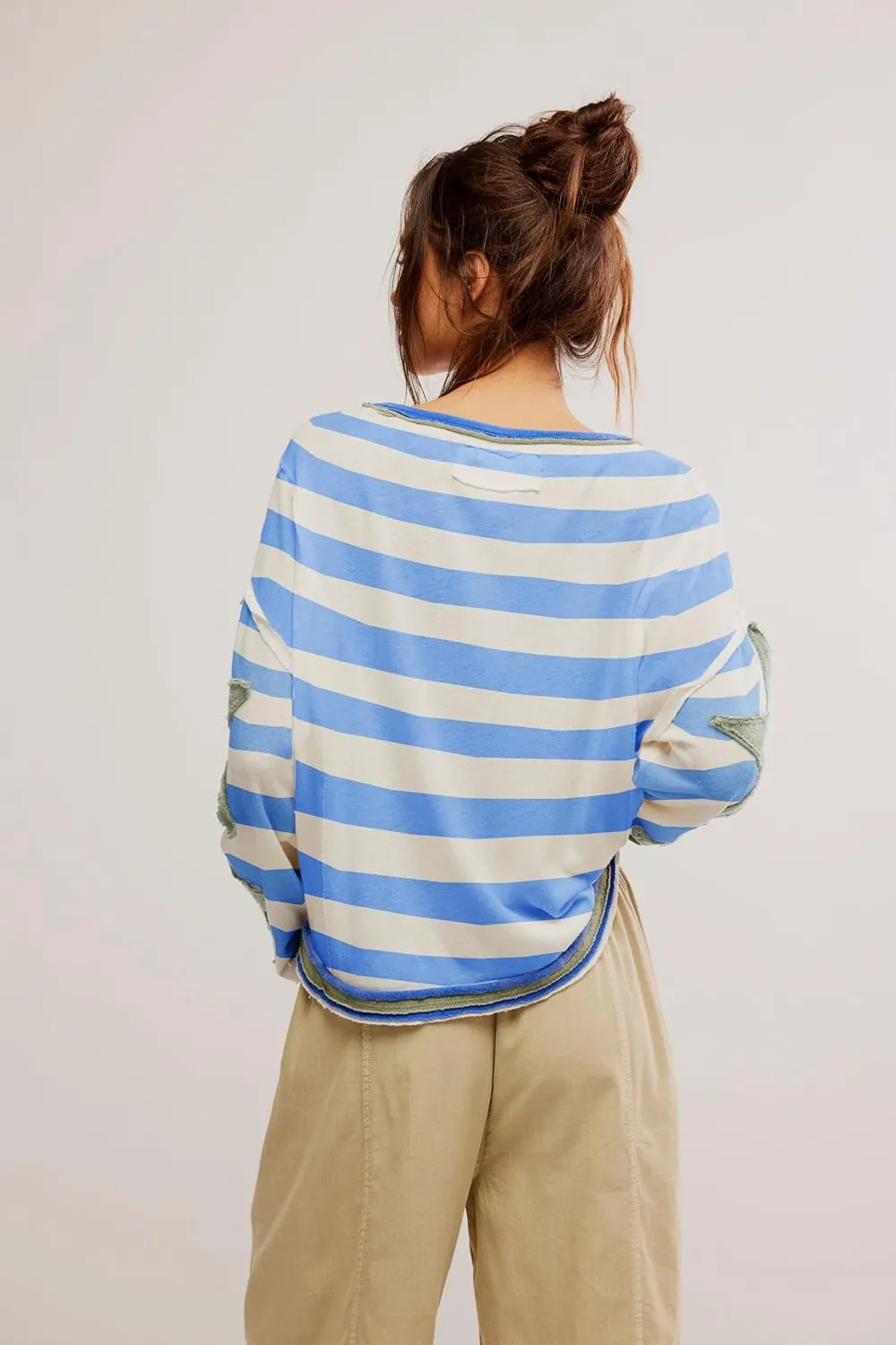 Women Cute Oversized Graphic Sweatshirt Y2k Crewneck Pullover Long Sleeve Sweater Vintage Star Striped Streetwear