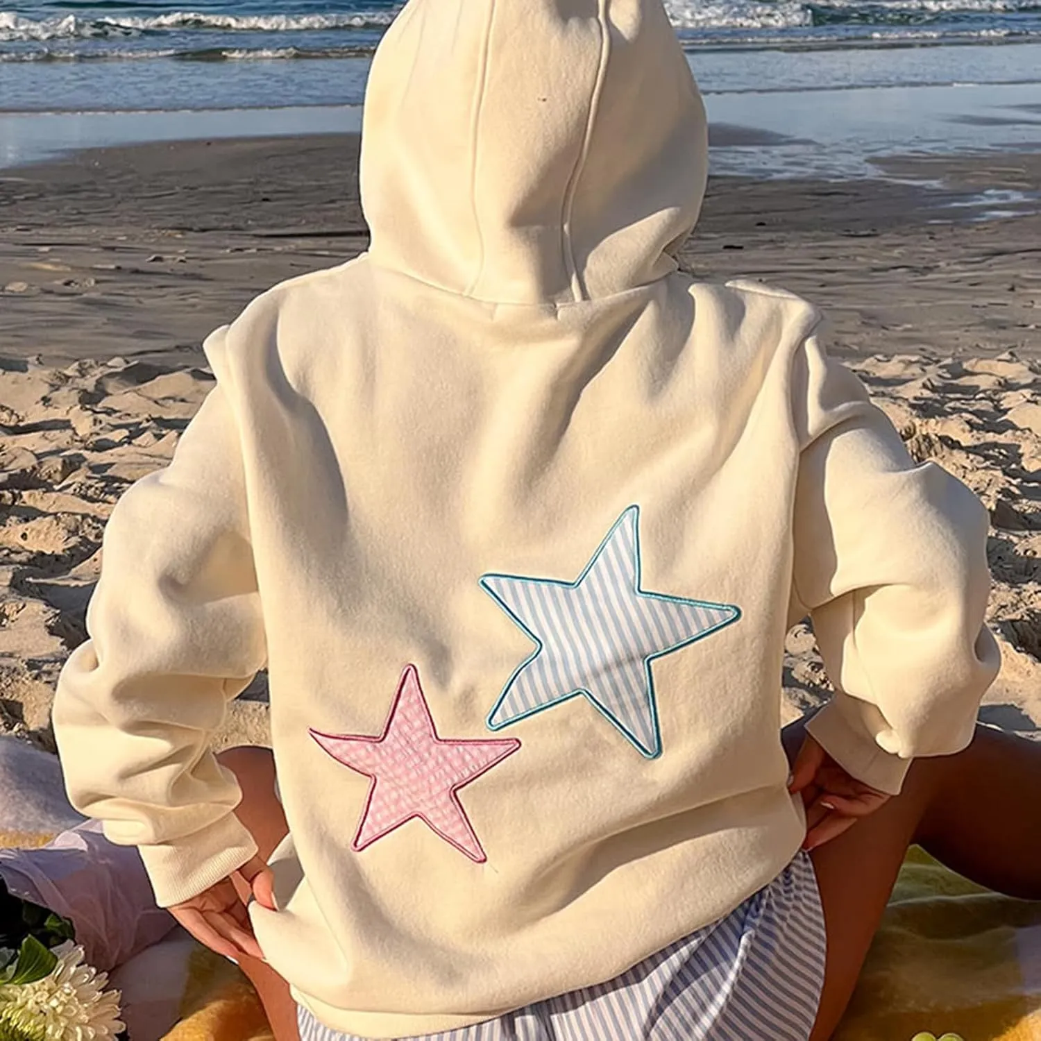 Women Cute Oversized Hoodies Y2k Graphic Embroidered Top Teen Girl Preppy Loose Fit Flower Fall Sweatshirt Streetwear