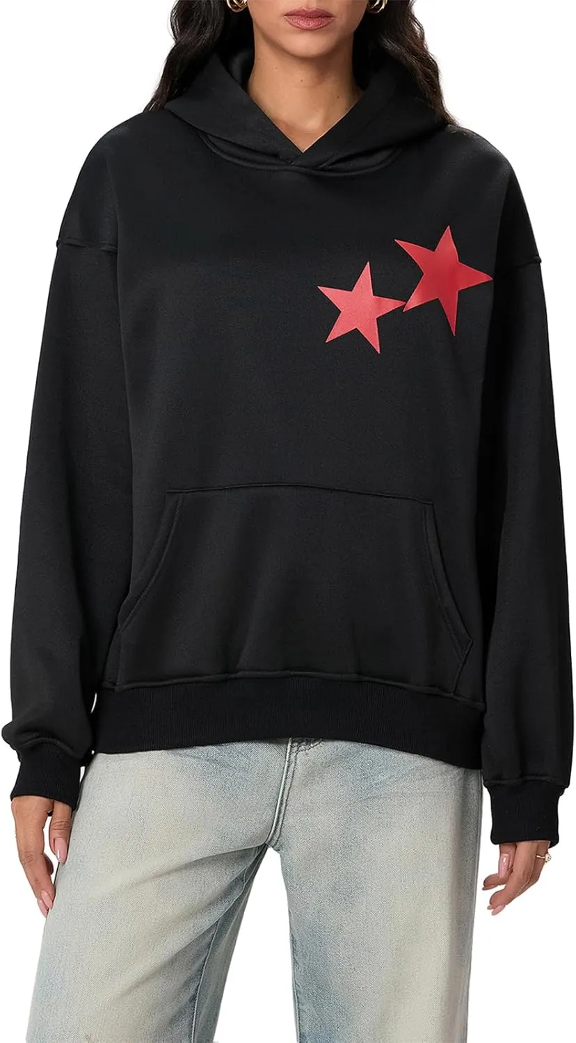 Women Cute Oversized Hoodies Y2k Graphic Embroidered Top Teen Girl Preppy Loose Fit Flower Fall Sweatshirt Streetwear