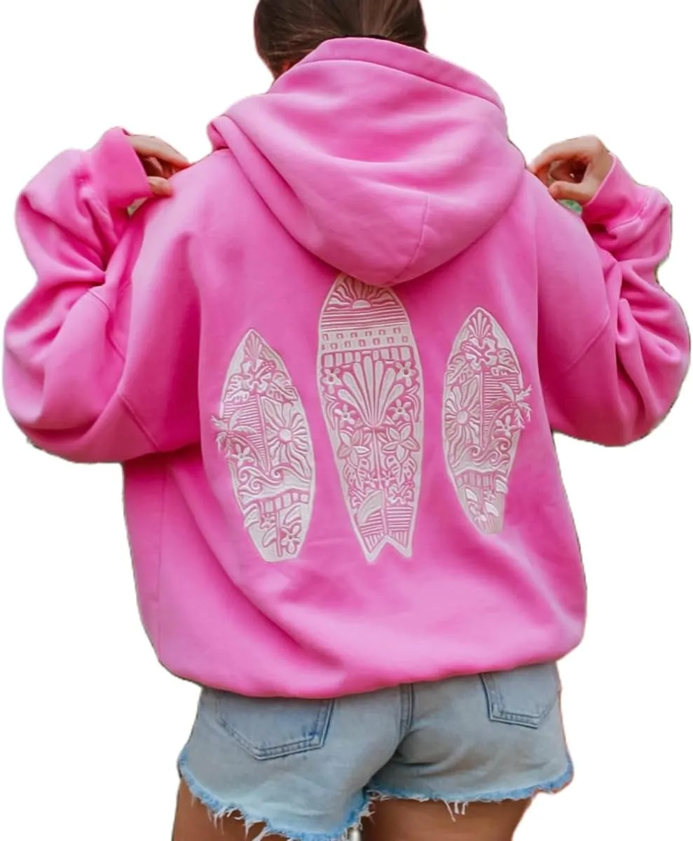 Women Cute Oversized Hoodies Y2k Graphic Embroidered Top Teen Girl Preppy Loose Fit Flower Fall Sweatshirt Streetwear