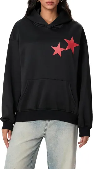 Women Cute Oversized Hoodies Y2k Graphic Embroidered Top Teen Girl Preppy Loose Fit Flower Fall Sweatshirt Streetwear