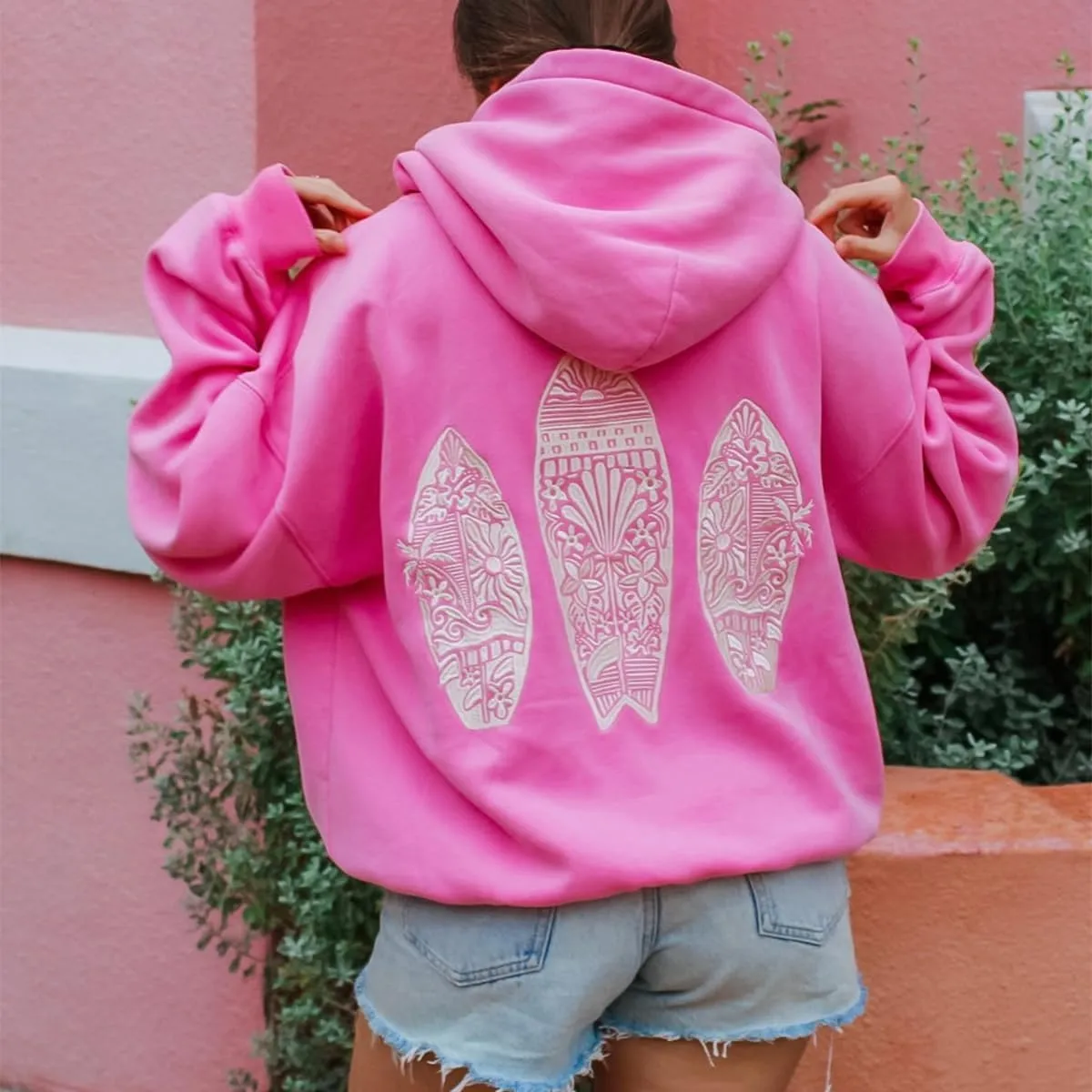 Women Cute Oversized Hoodies Y2k Graphic Embroidered Top Teen Girl Preppy Loose Fit Flower Fall Sweatshirt Streetwear
