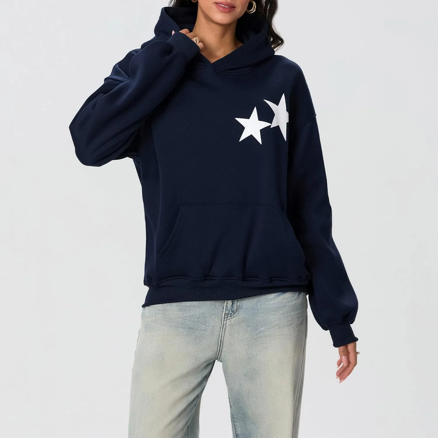 Women Cute Oversized Hoodies Y2k Graphic Embroidered Top Teen Girl Preppy Loose Fit Flower Fall Sweatshirt Streetwear