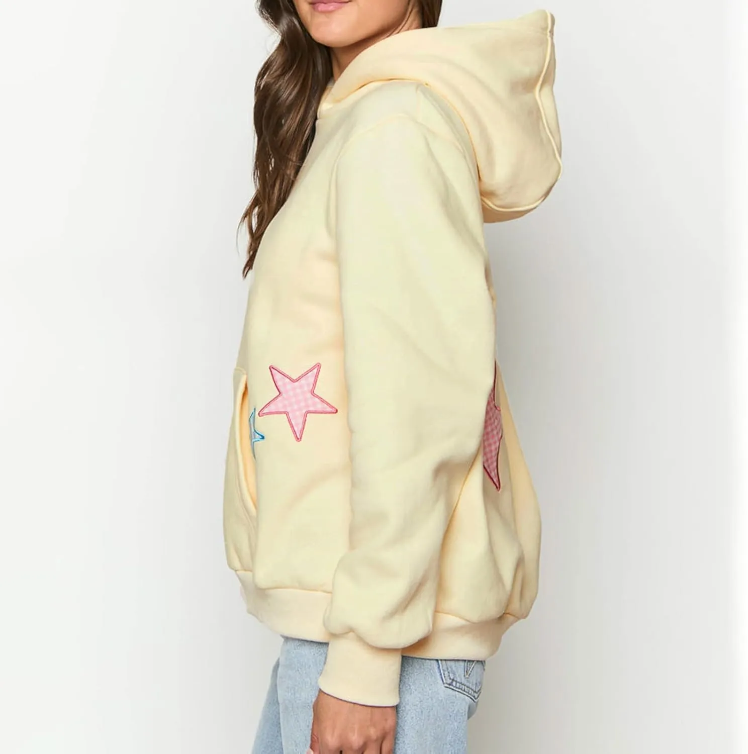 Women Cute Oversized Hoodies Y2k Graphic Embroidered Top Teen Girl Preppy Loose Fit Flower Fall Sweatshirt Streetwear
