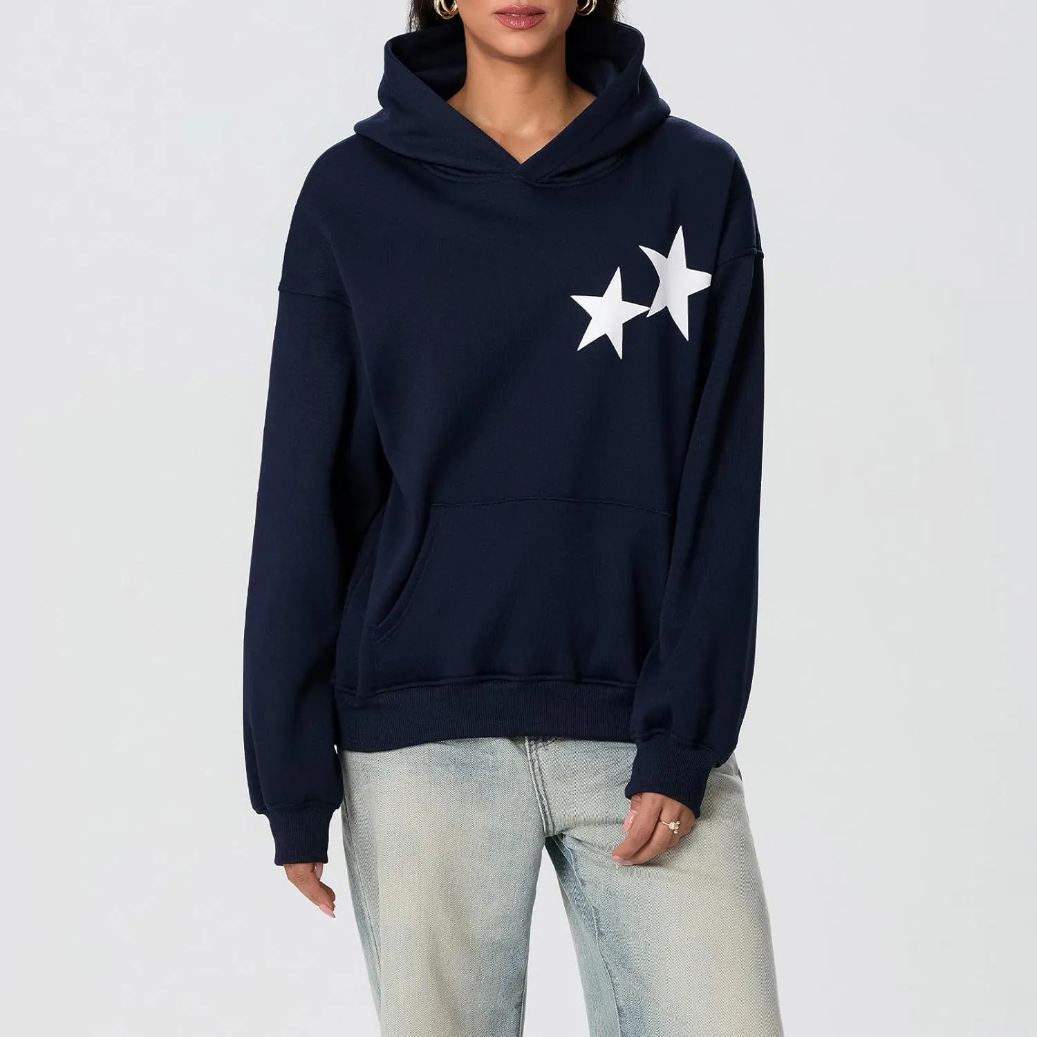 Women Cute Oversized Hoodies Y2k Graphic Embroidered Top Teen Girl Preppy Loose Fit Flower Fall Sweatshirt Streetwear