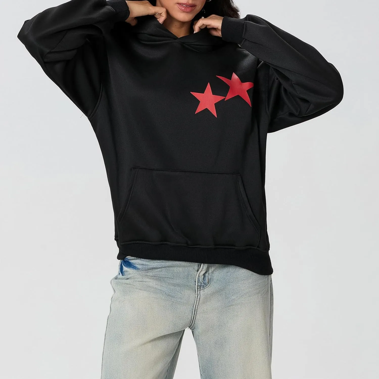 Women Cute Oversized Hoodies Y2k Graphic Embroidered Top Teen Girl Preppy Loose Fit Flower Fall Sweatshirt Streetwear