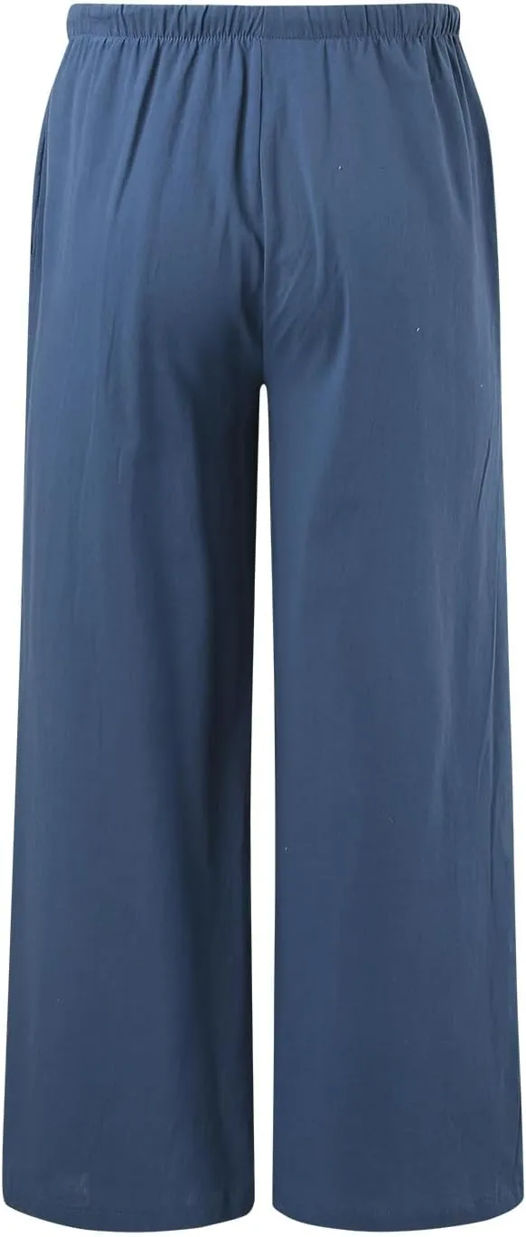 Women Linen Pants 2025 Summer Casual Loose Wide Leg Palazzo Pants Lightweight High Waist Beach Flowy Trousers