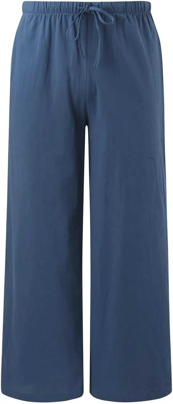 Women Linen Pants 2025 Summer Casual Loose Wide Leg Palazzo Pants Lightweight High Waist Beach Flowy Trousers