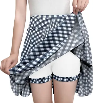 Women Long Skort High Waisted Tummy Control Workout Athletic Midi Pleated Skort for Women Summer Yoga Tennis Golf
