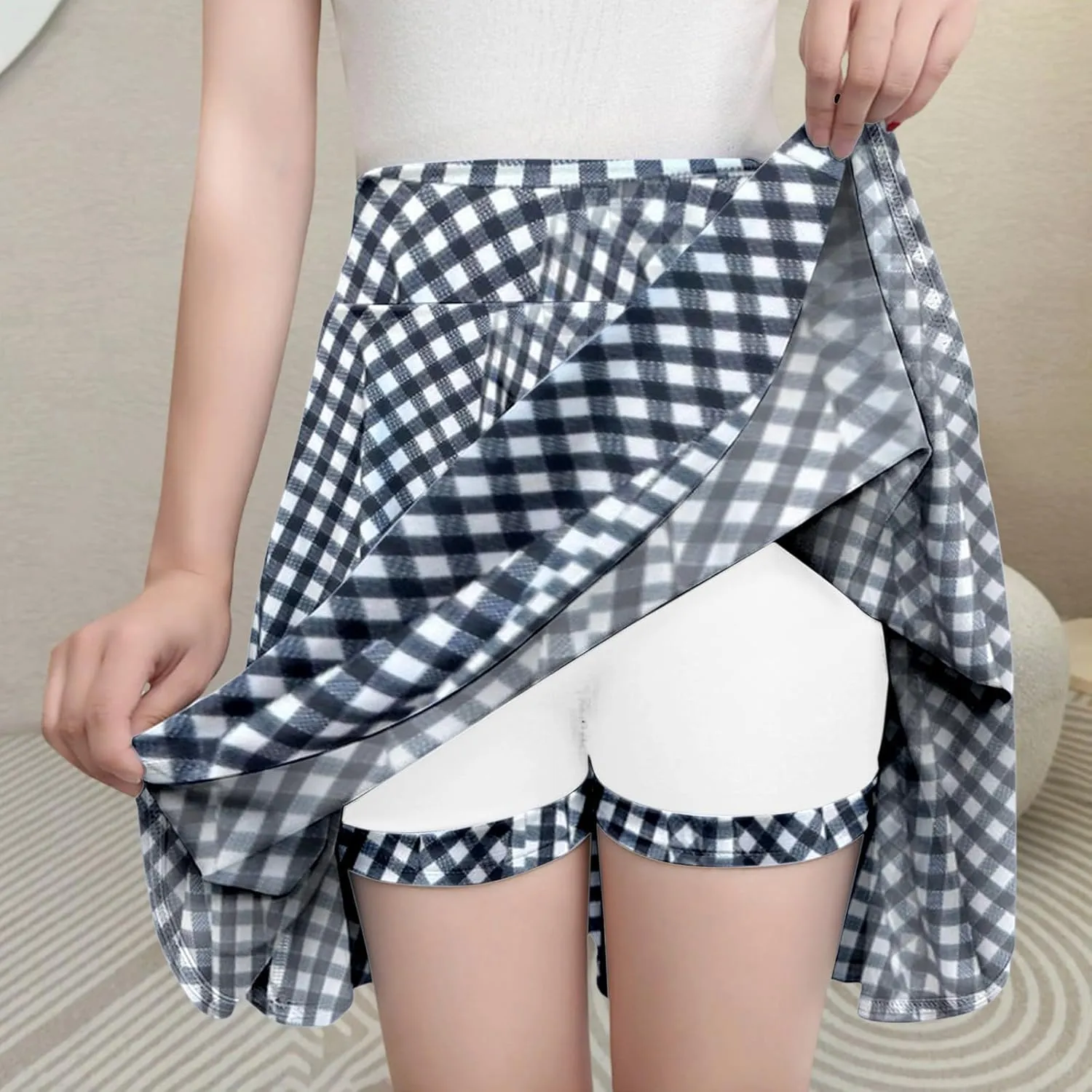 Women Long Skort High Waisted Tummy Control Workout Athletic Midi Pleated Skort for Women Summer Yoga Tennis Golf