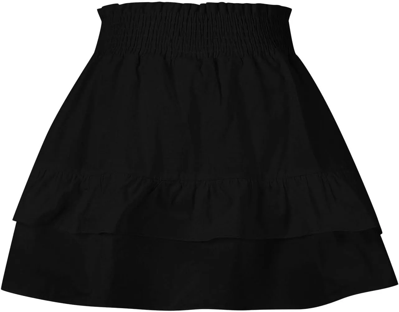 Women Ruffle Mini Skirts Smocked Waist Pleated Tiered Ruffle Hem Short Skirt Summer Casual Half Dress 2025 New