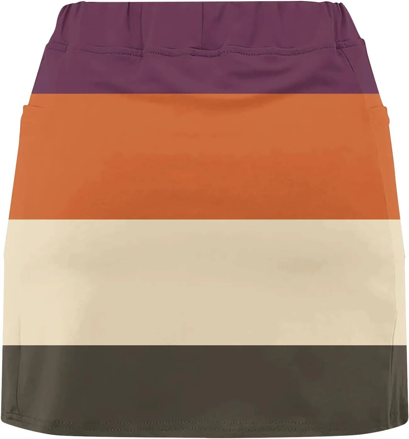 Women's Athletic Skorts Trendy High Waist Color Block Golf Skirt with Built-in Shorts Summer Running Skirts Pants