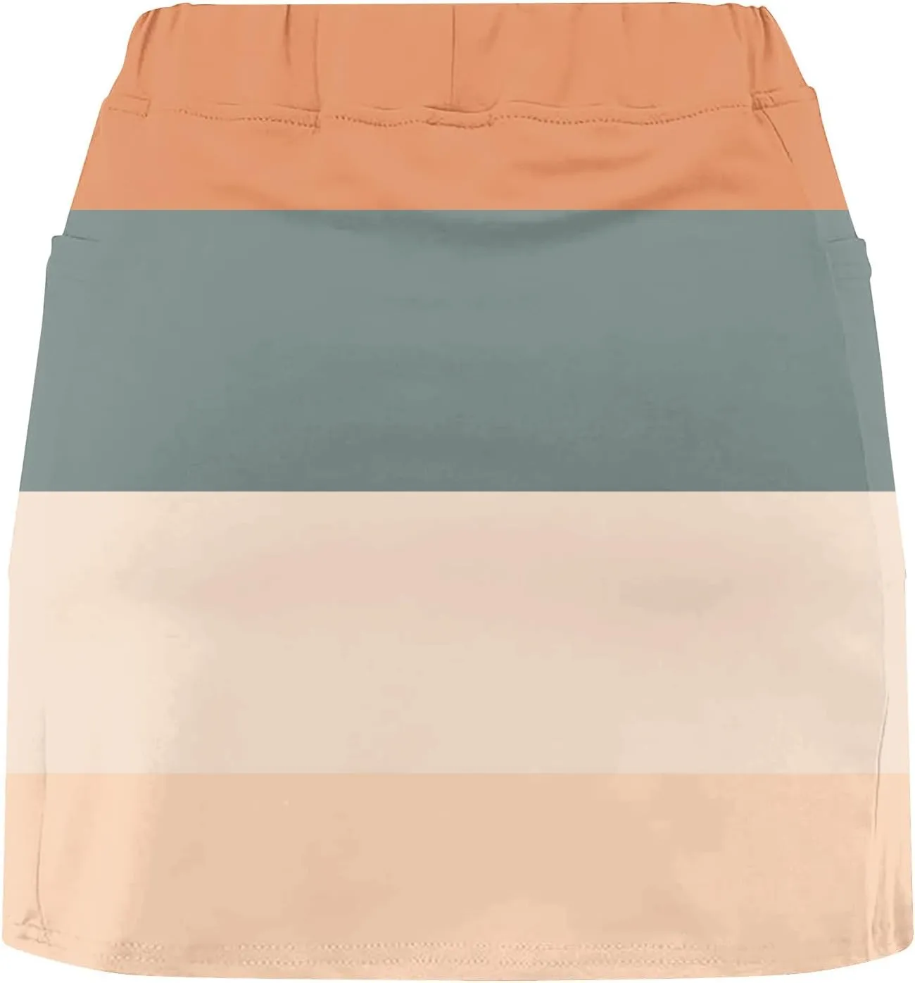 Women's Athletic Skorts Trendy High Waist Color Block Golf Skirt with Built-in Shorts Summer Running Skirts Pants