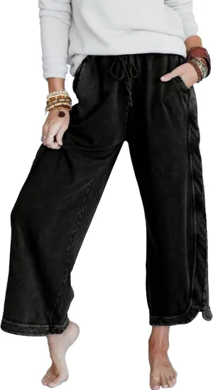 Women's Casual Wide Leg Pants High Waist Drawstring Sweatpants Baggy Athletic Trousers with Pockets