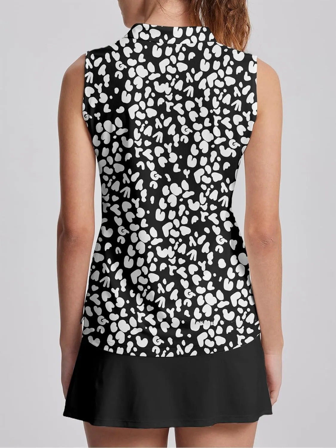 Women's Golf Shirts Sleeveless Collared Shirt for Women Quick Dry Button Up Tennis T-Shirt Printed Workout Tank Tops