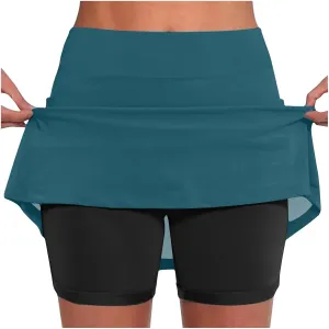 Women's Golf Skorts Color Block Skirt with Built-in Shorts Summer Tennis Athletic Skort Vacation Running Clothes 2025