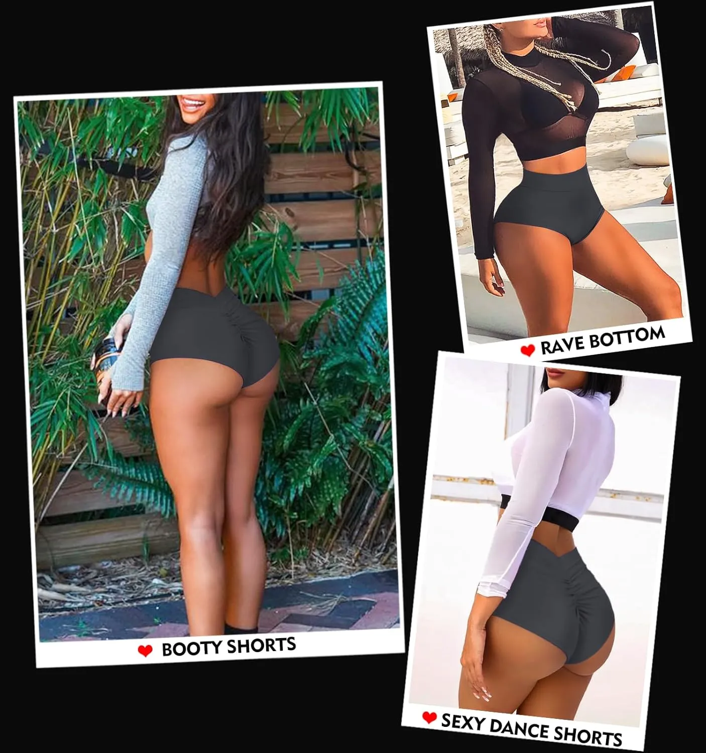 Women's High Waist Yoga Booty Shorts V Back Scrunch Gym Workout Spandex Dance Hot Pants Butt Lifting Rave Bottoms