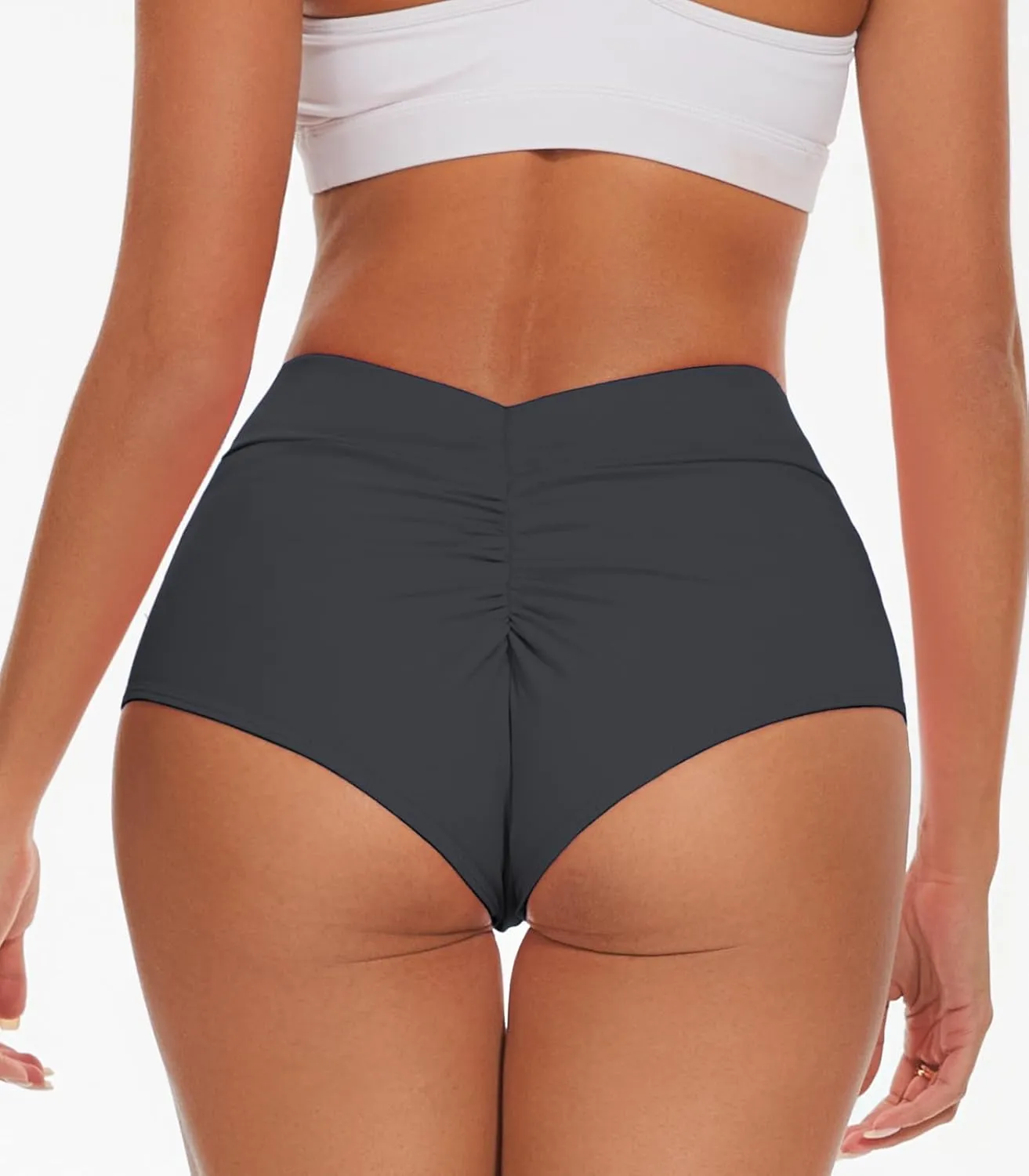 Women's High Waist Yoga Booty Shorts V Back Scrunch Gym Workout Spandex Dance Hot Pants Butt Lifting Rave Bottoms