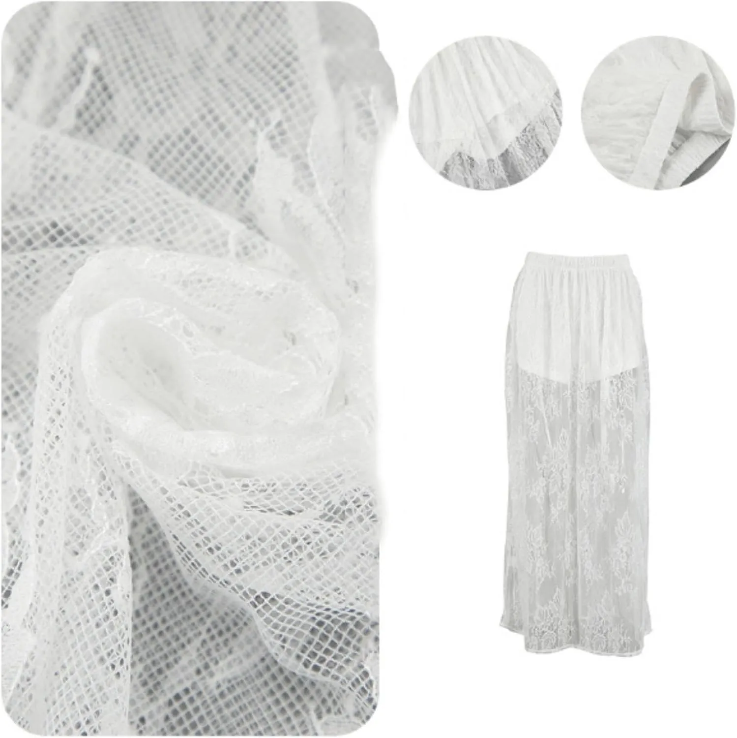 Women's Layered Maxi Skirt,Flora Lace High Rise Sheer Flowy,High Waisted Stylish A Line Skirt,for Women Casual Summer