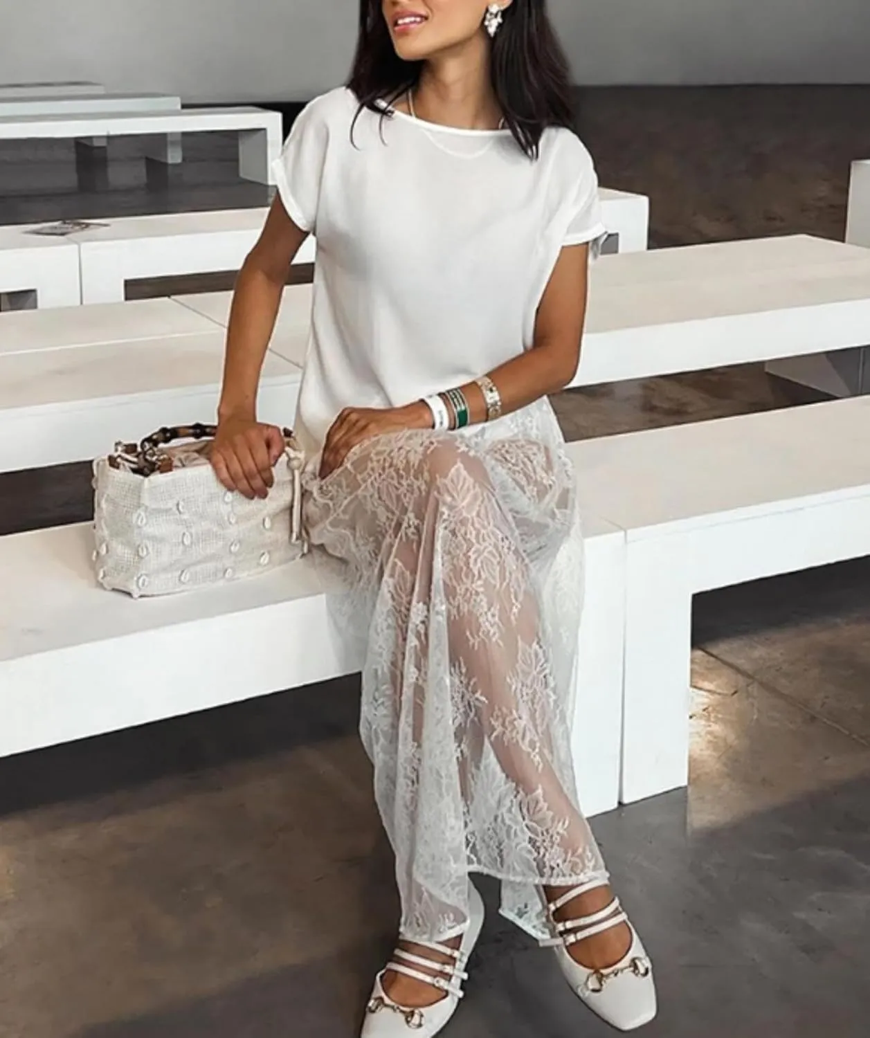 Women's Layered Maxi Skirt,Flora Lace High Rise Sheer Flowy,High Waisted Stylish A Line Skirt,for Women Casual Summer