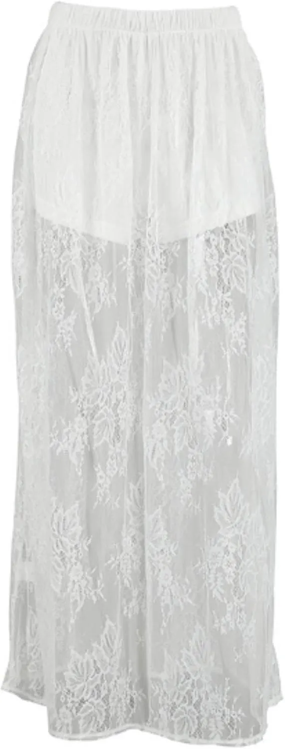 Women's Layered Maxi Skirt,Flora Lace High Rise Sheer Flowy,High Waisted Stylish A Line Skirt,for Women Casual Summer