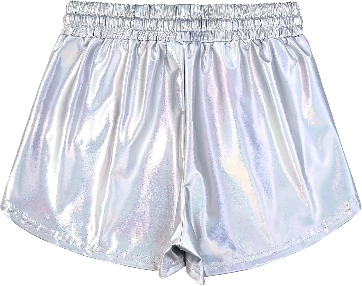 Women's Metallic Shorts Yoga Shiny Sparkly Hot Drawstring Outfit Short Pants