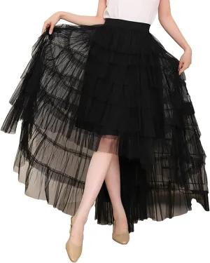 Women's Midi Skirts Vintage Party A-Line Irregular High Waist Cocktail Wedding Flared Skirt