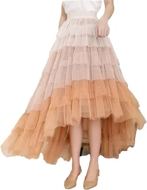Women's Midi Skirts Vintage Party A-Line Irregular High Waist Cocktail Wedding Flared Skirt