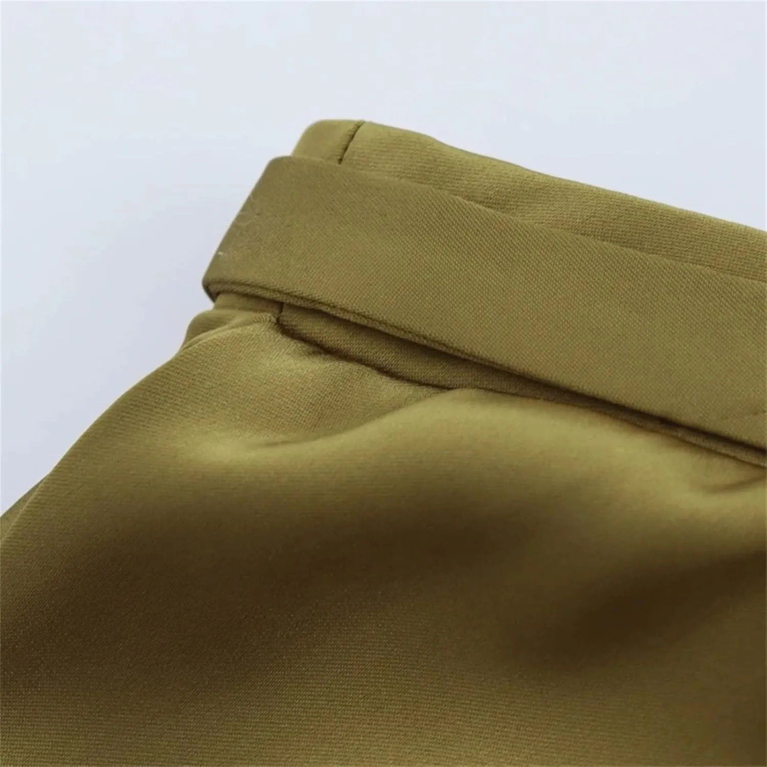Women's Midi Skirts Vintage Satin with Belt Solid High Waist Office Formal Skirt