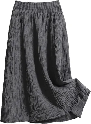 Women's Skirts Summer Elastic High Waisted Pleated Swing A-Line Skorts Casual Fashion Loose A-line Bohemian Skirt