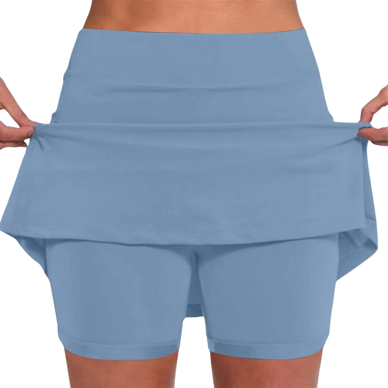 Womens Summer Skorts with Pockets Tummy Control Plus Size Skorts Womens High Waist Athletic Sports Skirt Casual Shorts