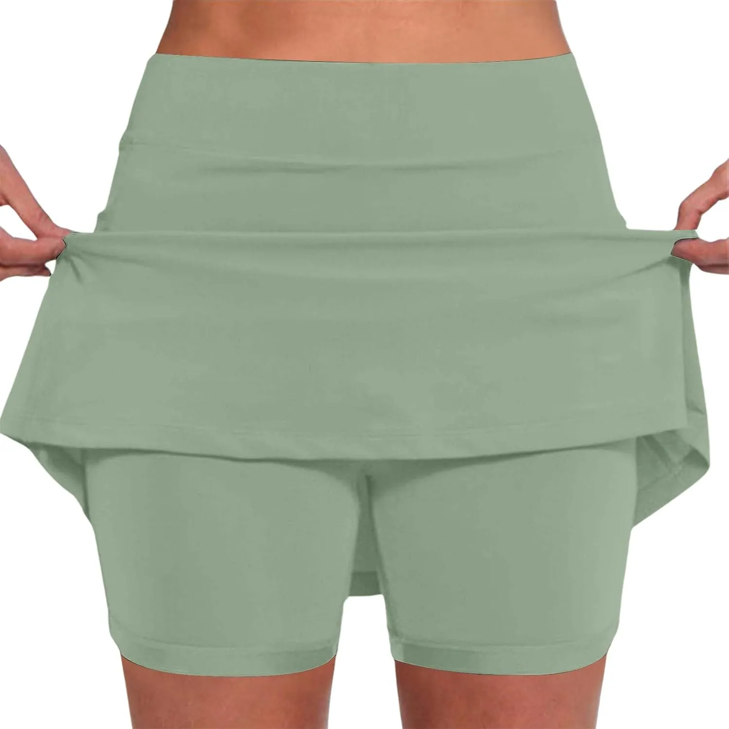 Womens Summer Skorts with Pockets Tummy Control Plus Size Skorts Womens High Waist Athletic Sports Skirt Casual Shorts
