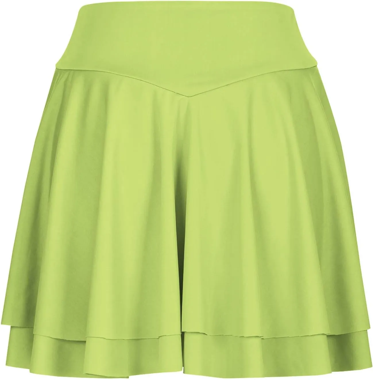 Women's Tennis Skorts Fashion Ruffle High-Waisted Skirt with Built-in Shorts Summer Solid Athletic Running Clothes