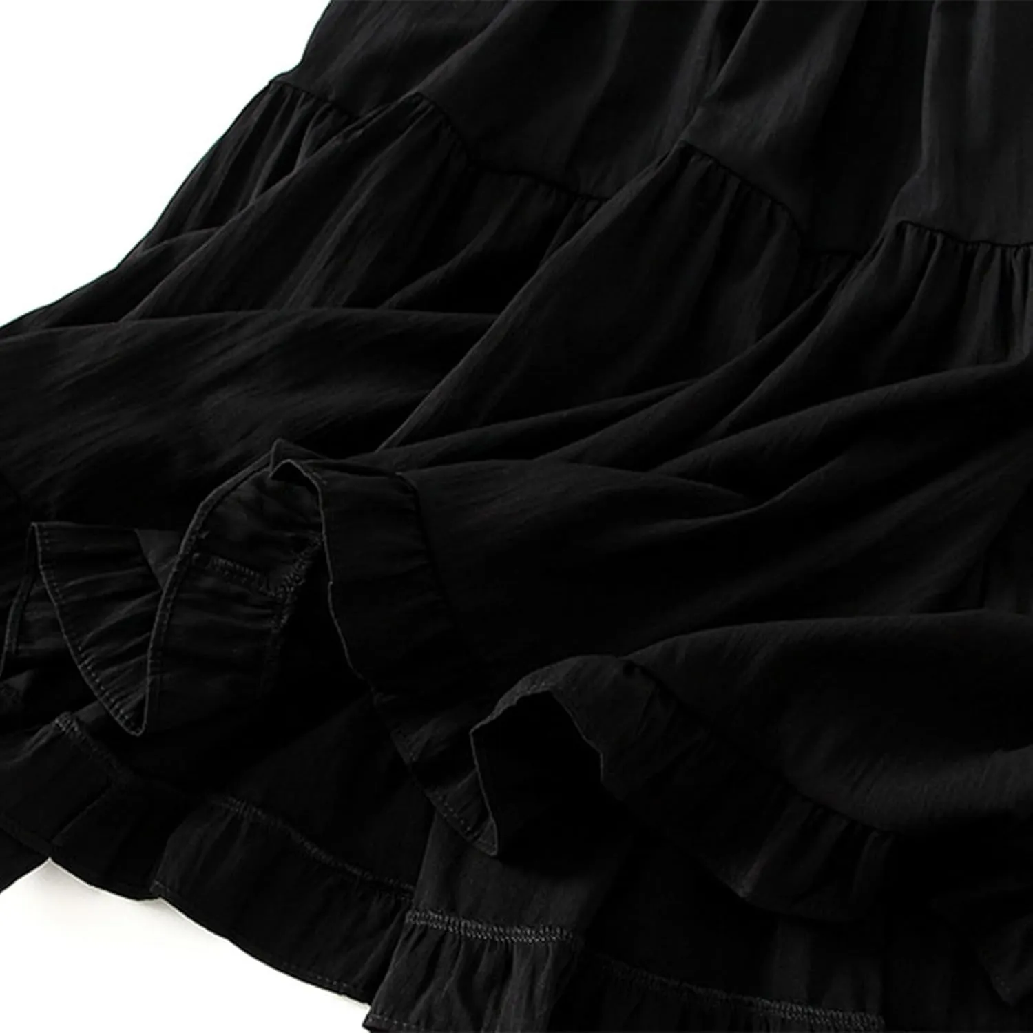 Women's Tiered Pleated Midi Skirt Summer High Waist Flowy A-Line Skirts Bohemian Ruffle Casual Vacation Beach Skirt