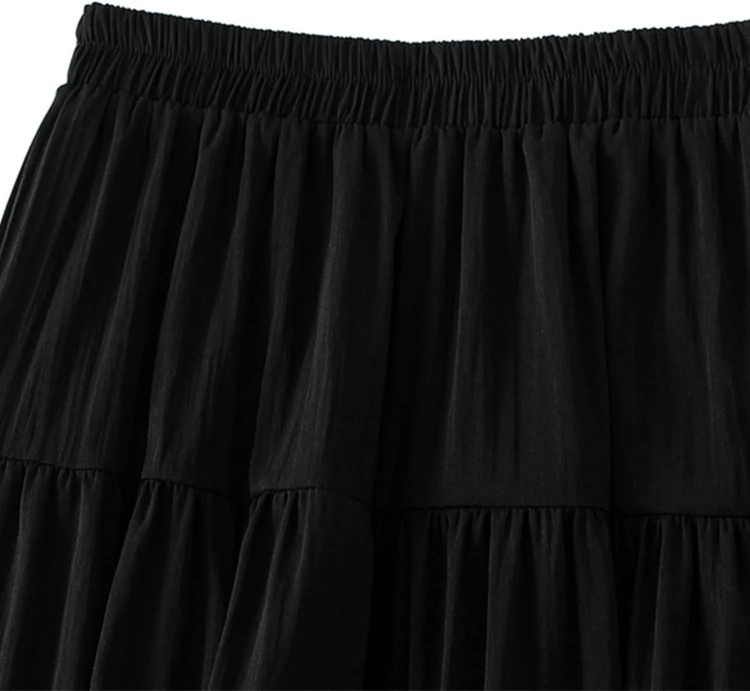 Women's Tiered Pleated Midi Skirt Summer High Waist Flowy A-Line Skirts Bohemian Ruffle Casual Vacation Beach Skirt